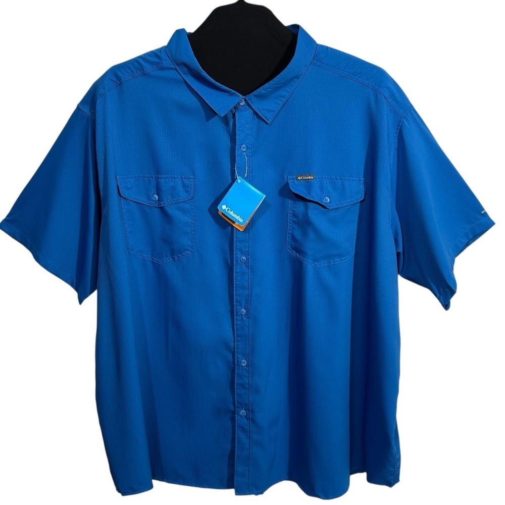 Columbia Men's Utilizer Ii Solid Short Sleeve Shirt Size 6X Royal Blue UPF40